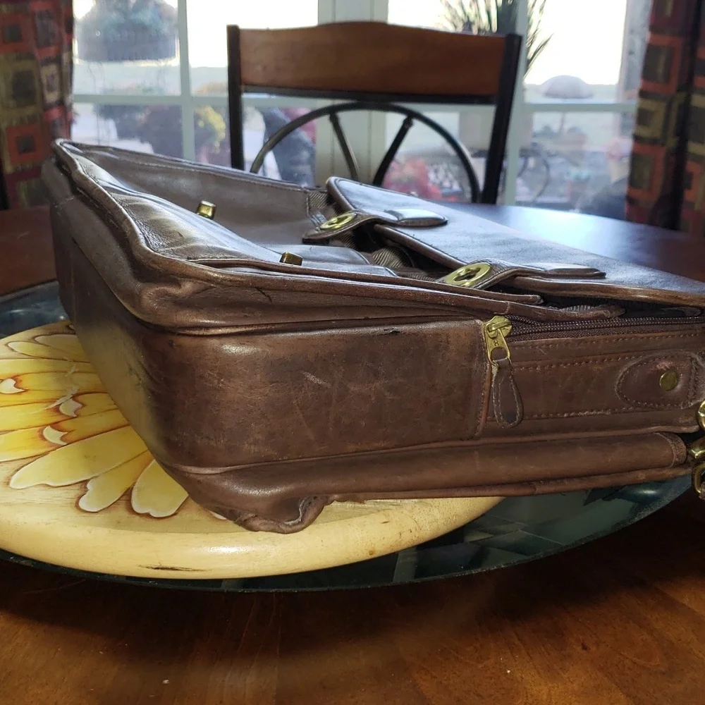 💘🖤💘 Green Fields Shafmaster Brown Full Grain Leather Messenger Barrister Bag